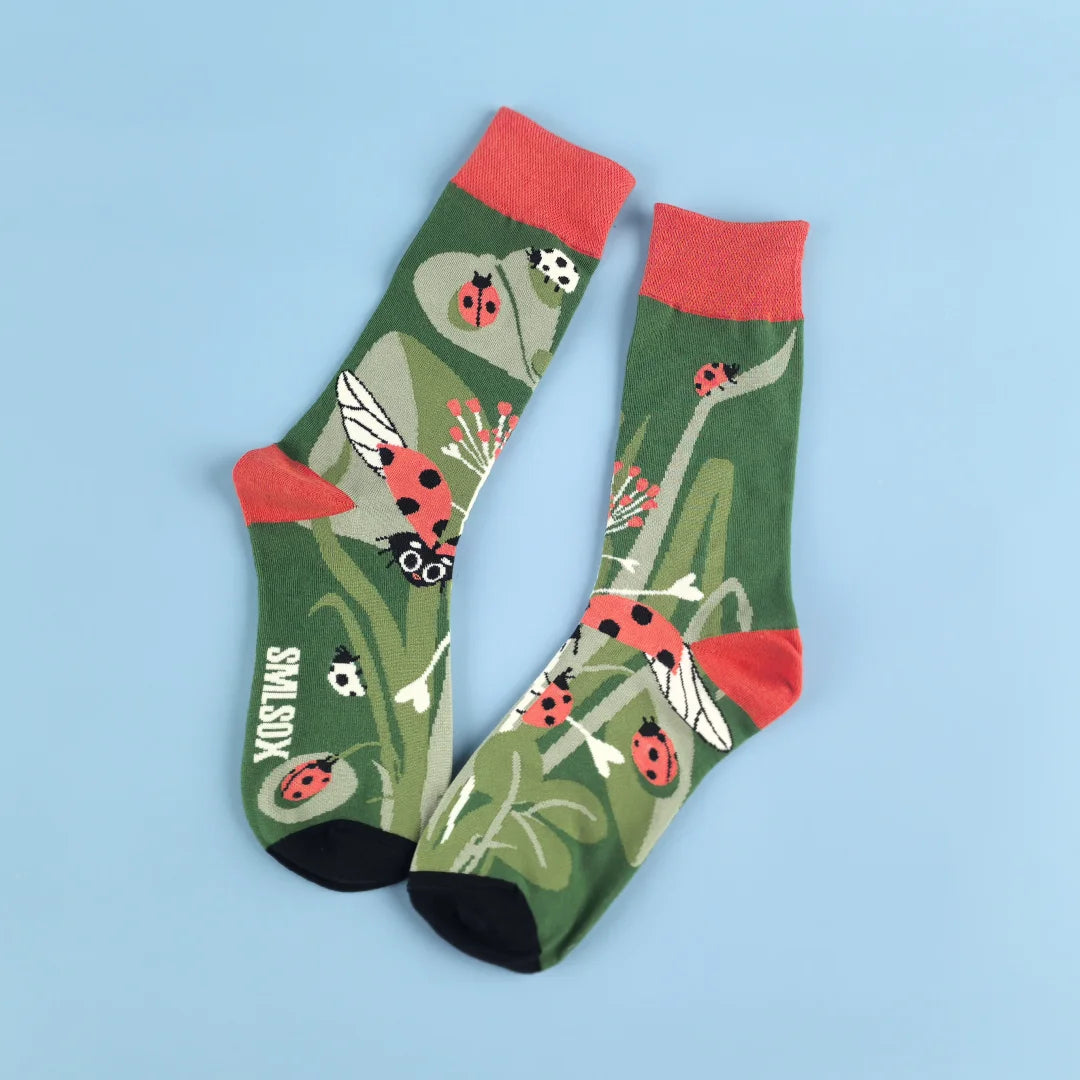 Cotton Blend Ladybird Pattern Mid Calf Unisex Socks