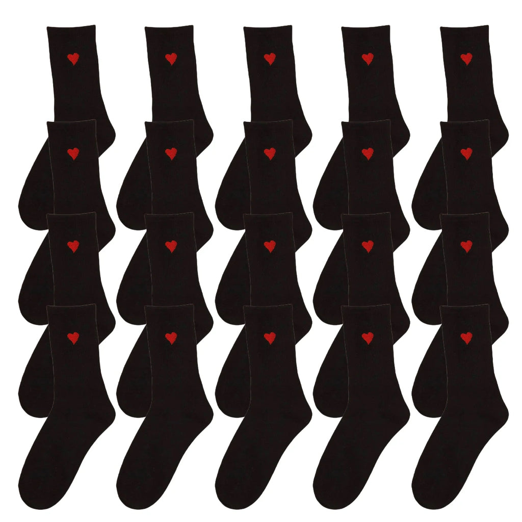 Polyester Elastane Heart Pattern Crew Socks