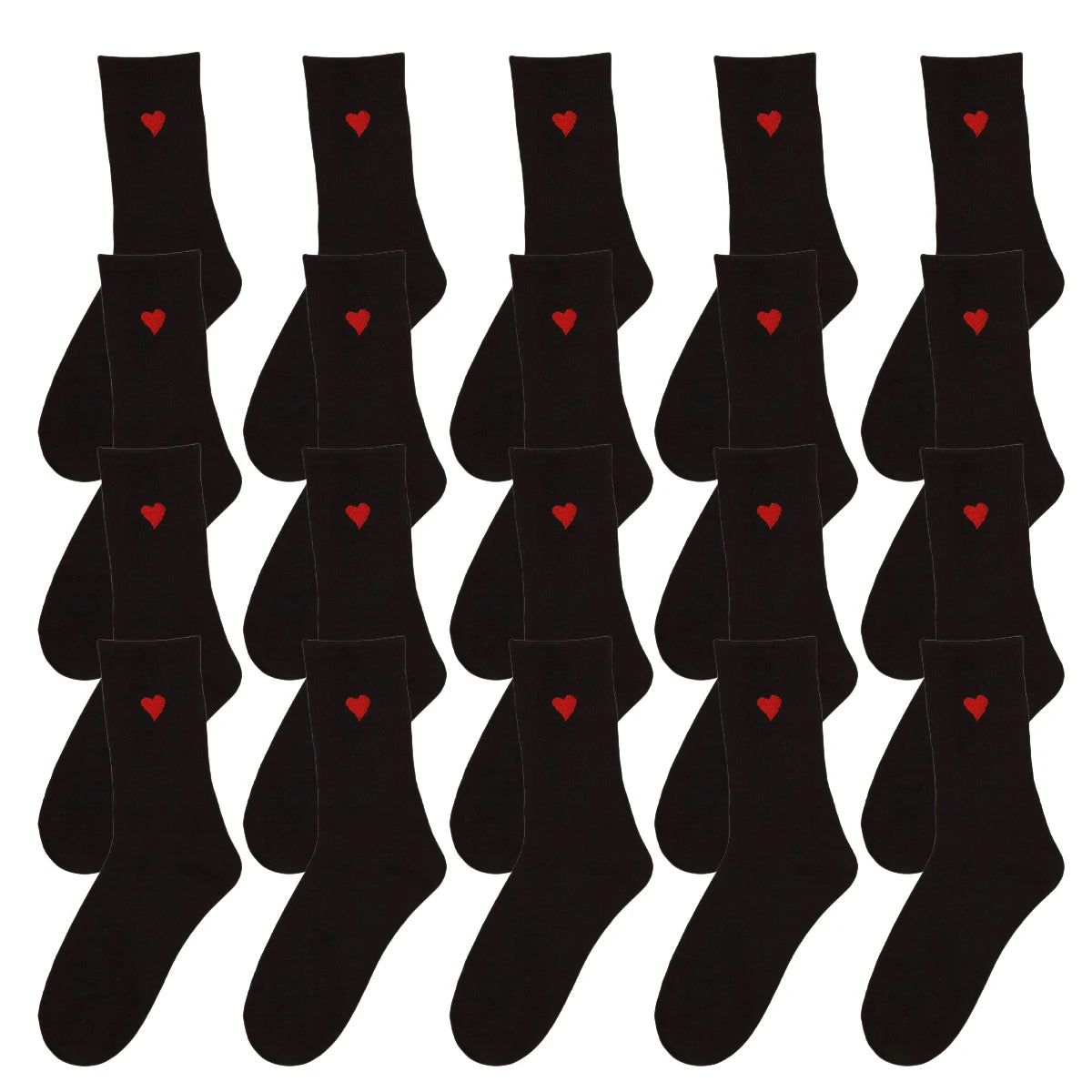 Polyester Elastane Heart Pattern Crew Socks
