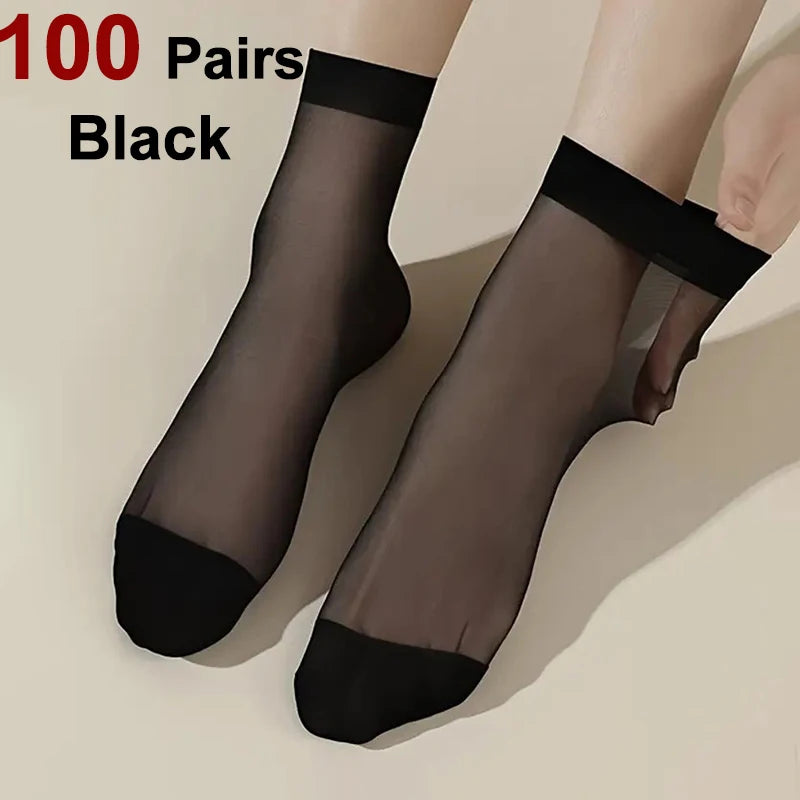 Nylon Spandex Transparent Casual Socks - 13