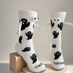 Cotton Ghost Design Magnetic Hand Holding Crew Socks