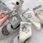 Polyester Elastane Cartoon Animal Mid Tube Socks for Women