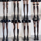 Nylon Mesh Ripped Fishnet Stockings