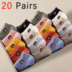 Polyester Elastane Low Tube Ankle Socks Women Bear Pattern Set
