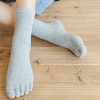 Polyester Elastane Five Finger Casual Crew Socks 4 Pairs