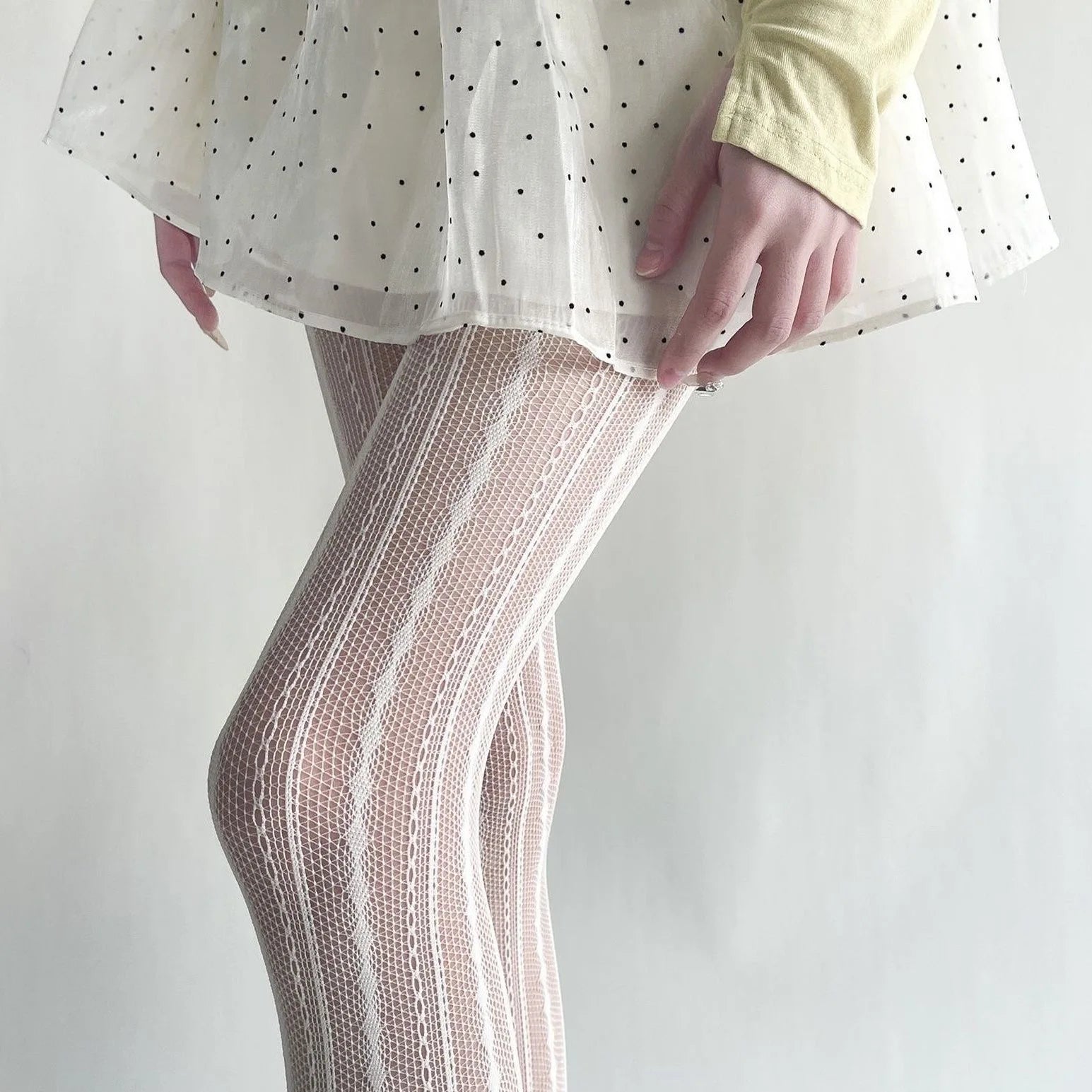 Nylon Striped Fishnet Pantyhose Women Hollow Stockings - 9