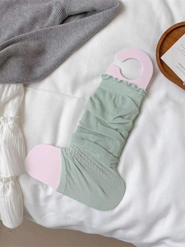 Cotton Ruffled Leg Warmers Slouch Socks