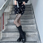 Nylon Cross Print Gothic Lolita Fishnet Tights