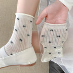 Polyester Spandex Bow Pattern Mid Tube Breathable Casual Socks