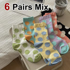 Cotton Polka Dot Mid Tube Casual Socks