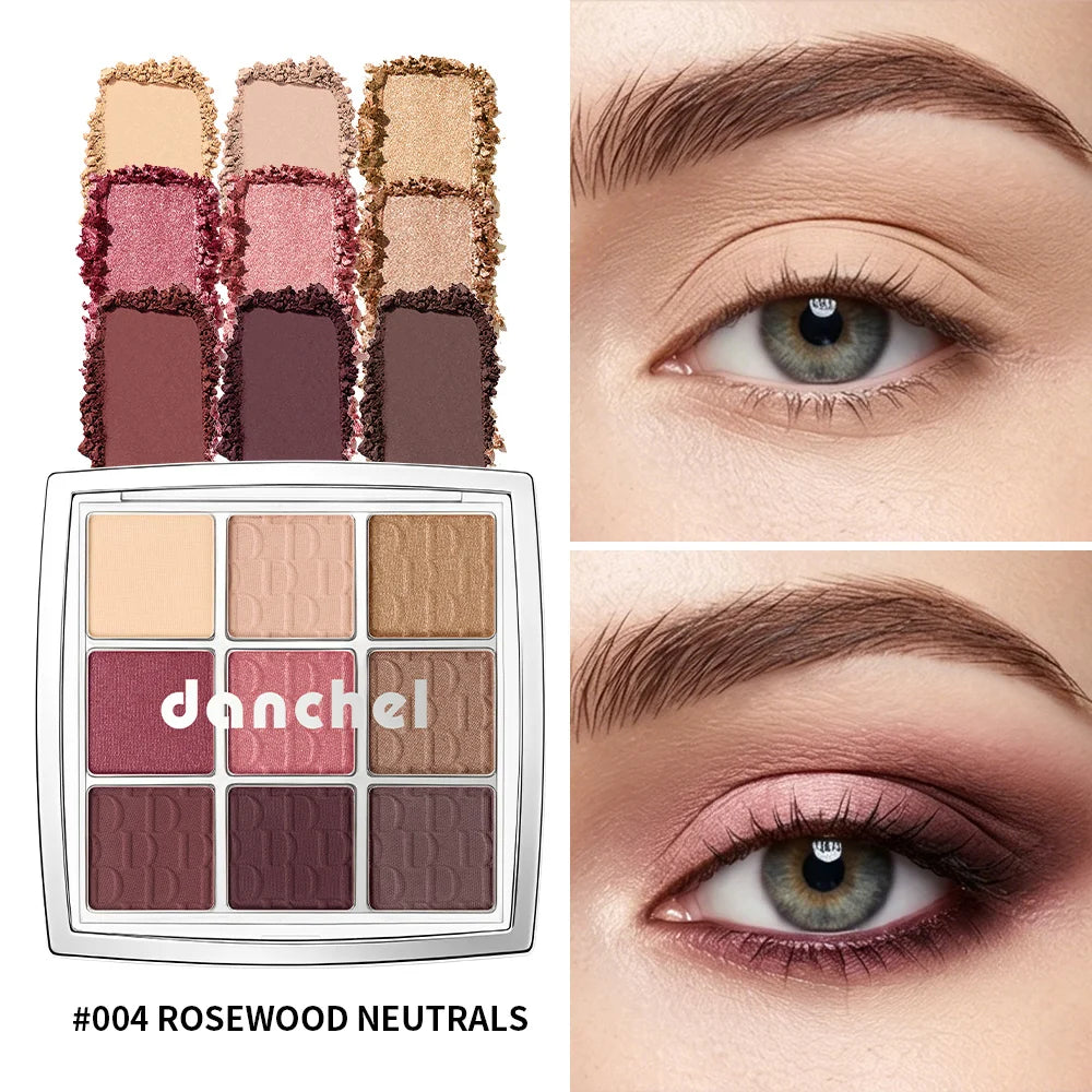9 Color Powder Eyeshadow Palette with Makeup Brush