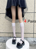 4 Pairs Nylon Elastane Mid Tube Casual Socks