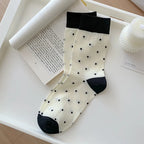 Polyester Elastane Polka Dot Mid Tube Casual Socks 3 Pairs