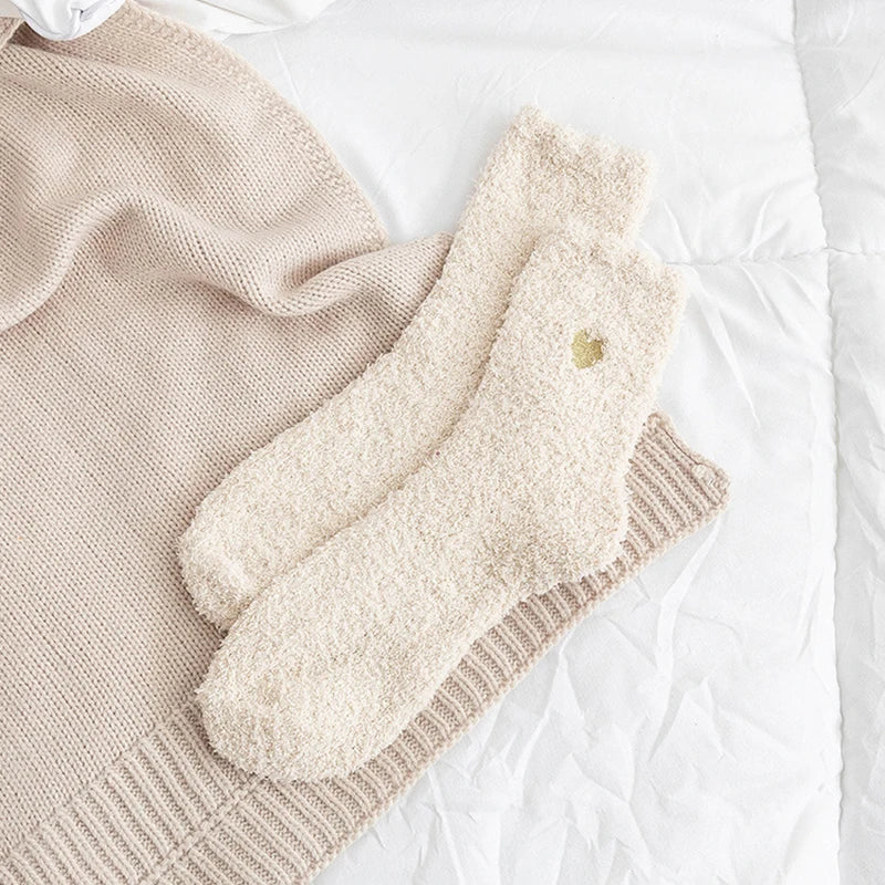 Thick Plush Coral Velvet Mid Tube Socks for Women
