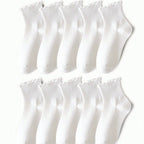 Polyester Elastane Ruffle Crew Socks Set