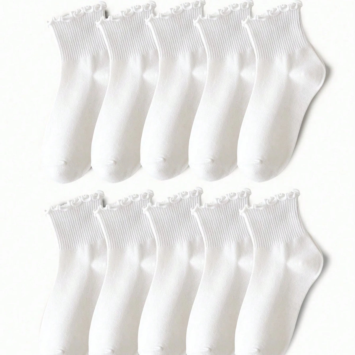 Polyester Elastane Ruffle Crew Socks Set