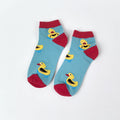 Cotton Blend Yellow Duck Pattern Casual Low Tube Socks