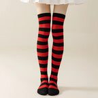 Striped Nylon Polyester Over Knee High Stockings