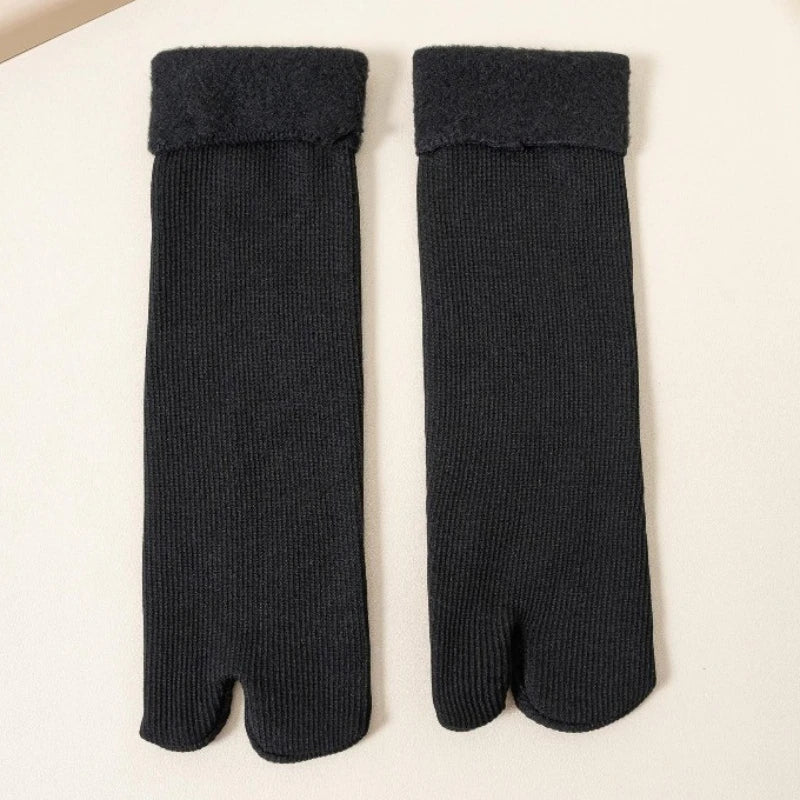 Thick Knit Two Toed Thermal Socks Mid Calf