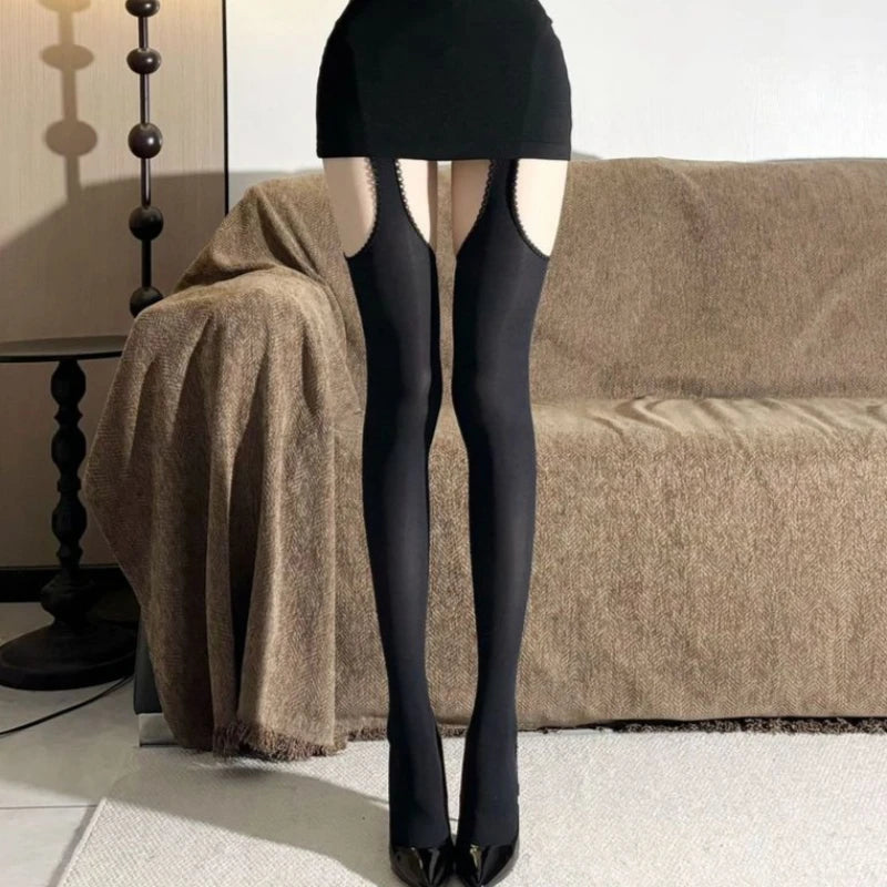 Nylon Elastane Suspender Stockings Over The Knee Tights - 4