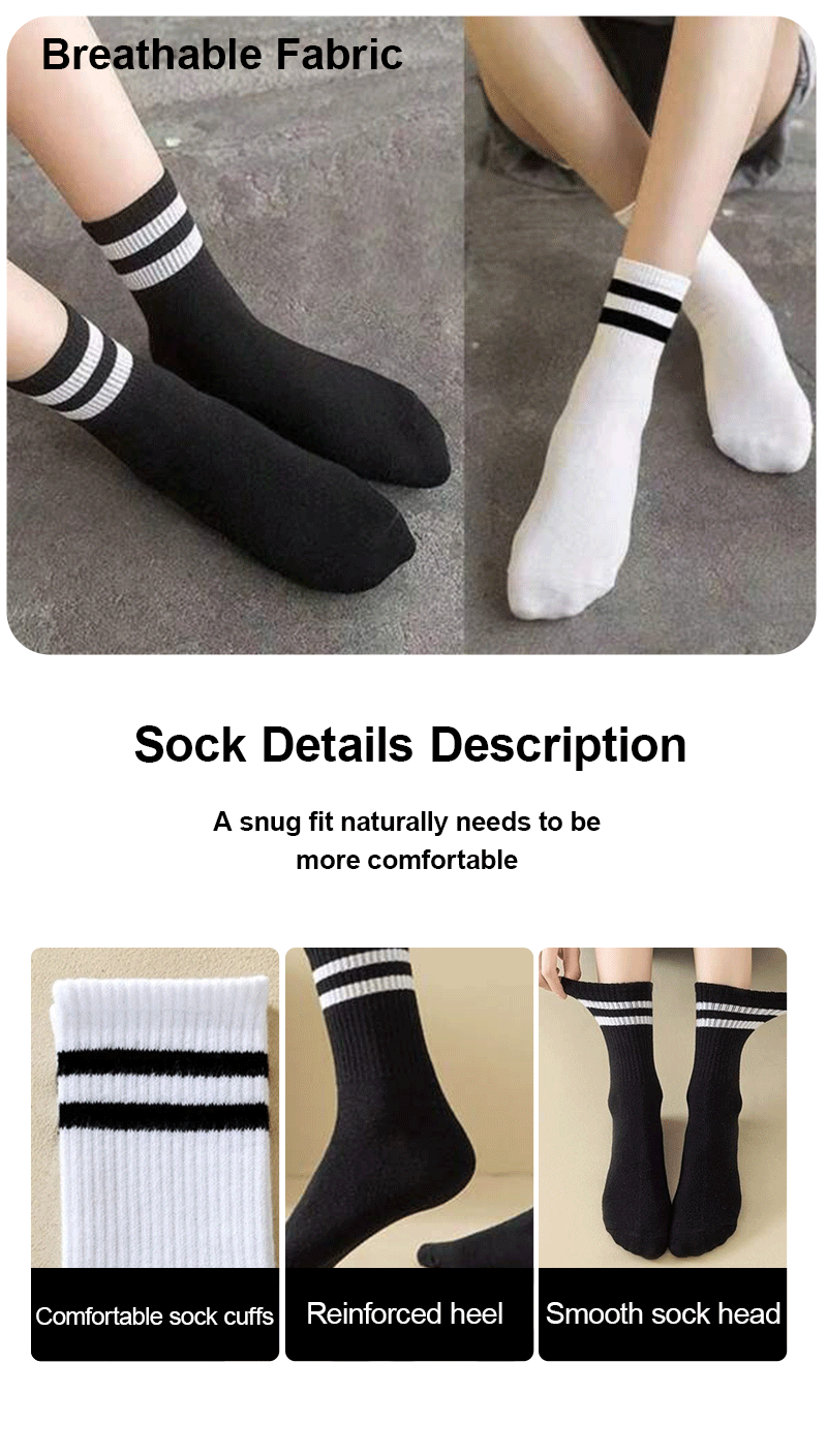 Polyester Spandex Striped Mid Length Casual Socks for Women - 9