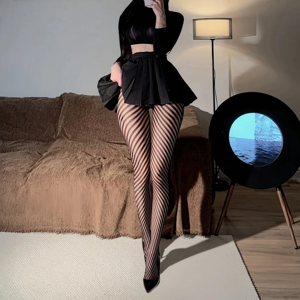 Geometric Mesh Pattern Nylon Pantyhose