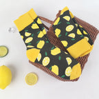 Cotton Blend Lemon Print Mid Calf Socks