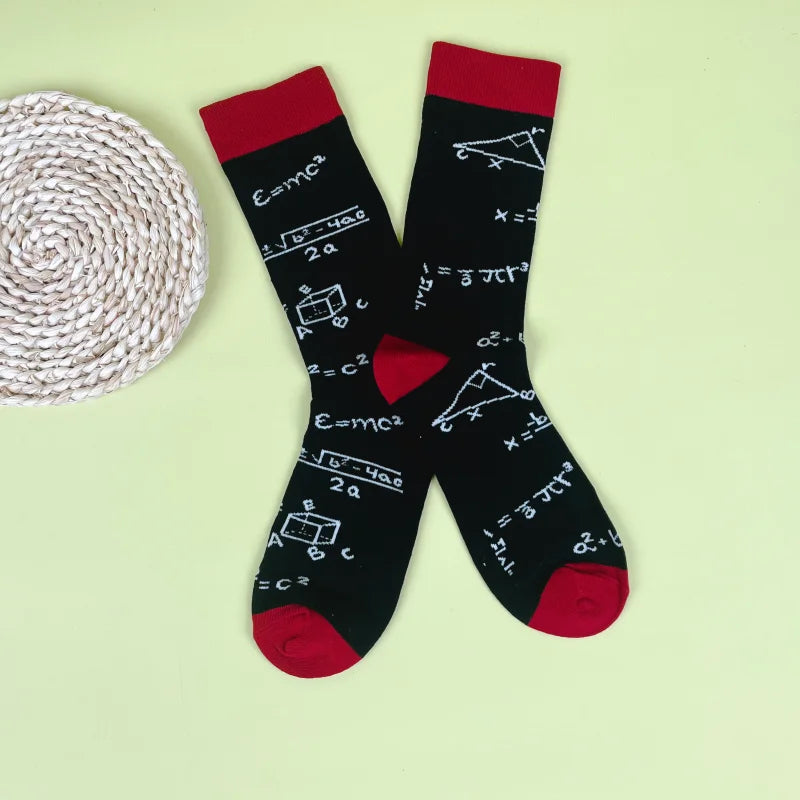 Polyester Elastane Science Math Print Crew Socks - 4