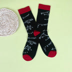 Polyester Elastane Science Math Print Crew Socks