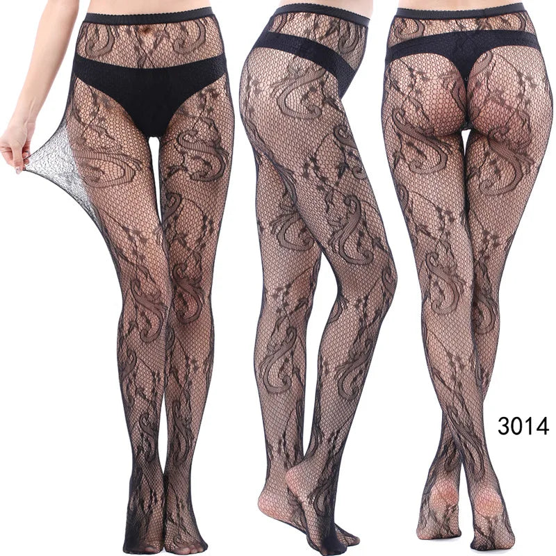 Nylon Spandex Jacquard Patterned Fishnet Pantyhose Tights