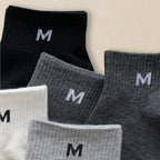 Polyester Blend Casual Letter Ankle Socks 5 Pack