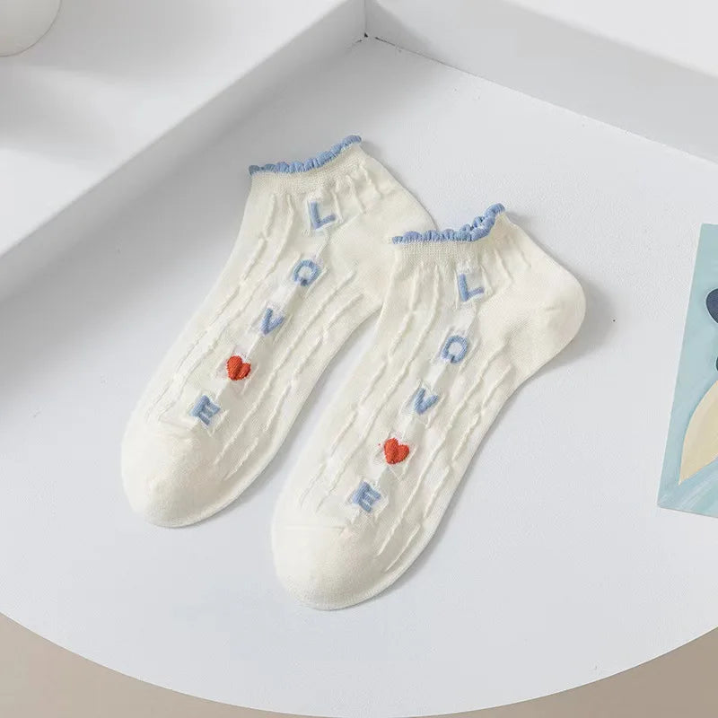 Floral Polyester Elastane Low Cut Socks