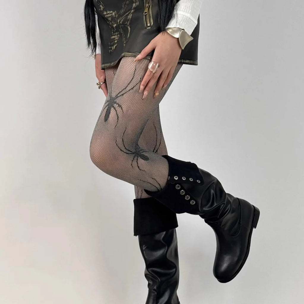 Nylon Spider Pattern Pantyhose Sheer Tights