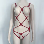 Nylon Mesh Bodysuit Open Lingerie