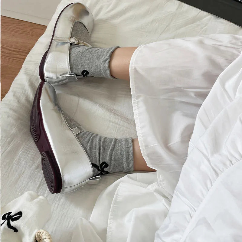 Cotton Bow Detail Crew Socks - 14