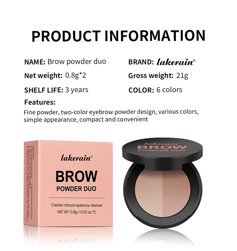 Dual Shade Eyebrow Powder Palette with Application Brush - 13