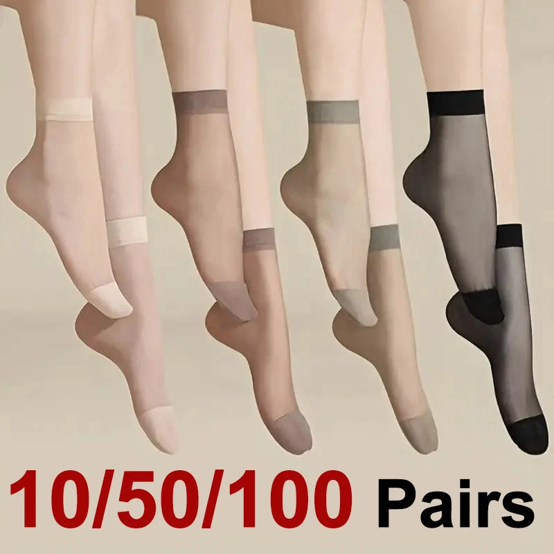 Nylon Spandex Transparent Casual Socks