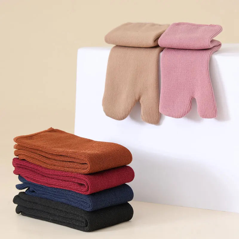 Thick Knit Two Toed Thermal Socks Mid Calf