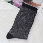 Cotton Blend Glitter Knit Women Casual Crew Socks