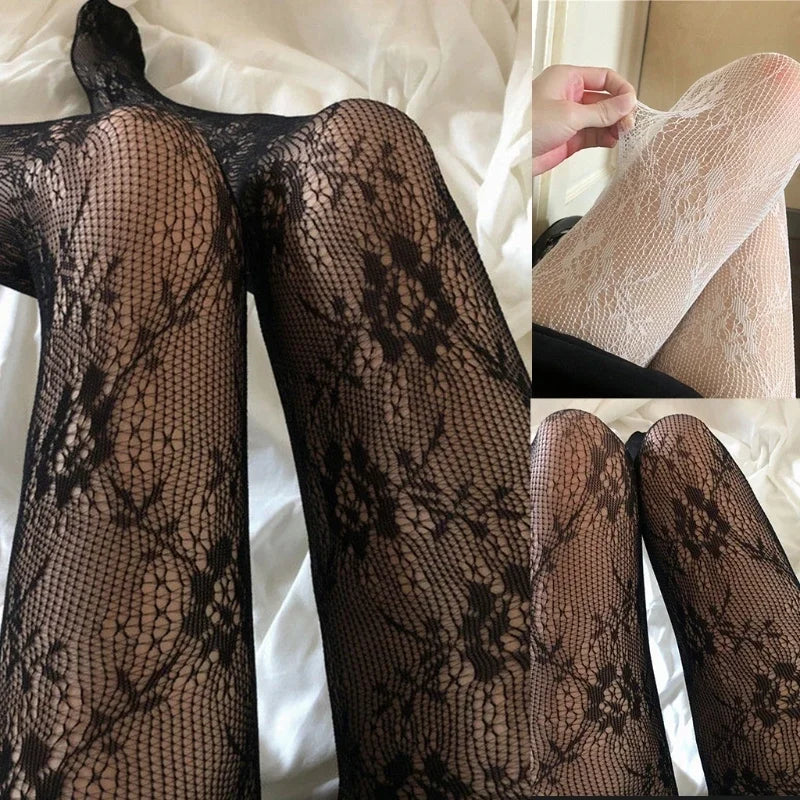 Floral Nylon Lace Fishnet Pantyhose Tights