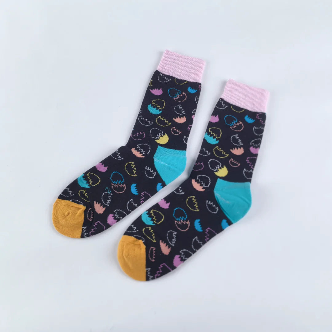 Easter Hatching Egg Patterned Knit Mid Calf Socks