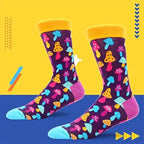 Cotton Blend Colorful Mushroom Print Mid Calf Socks