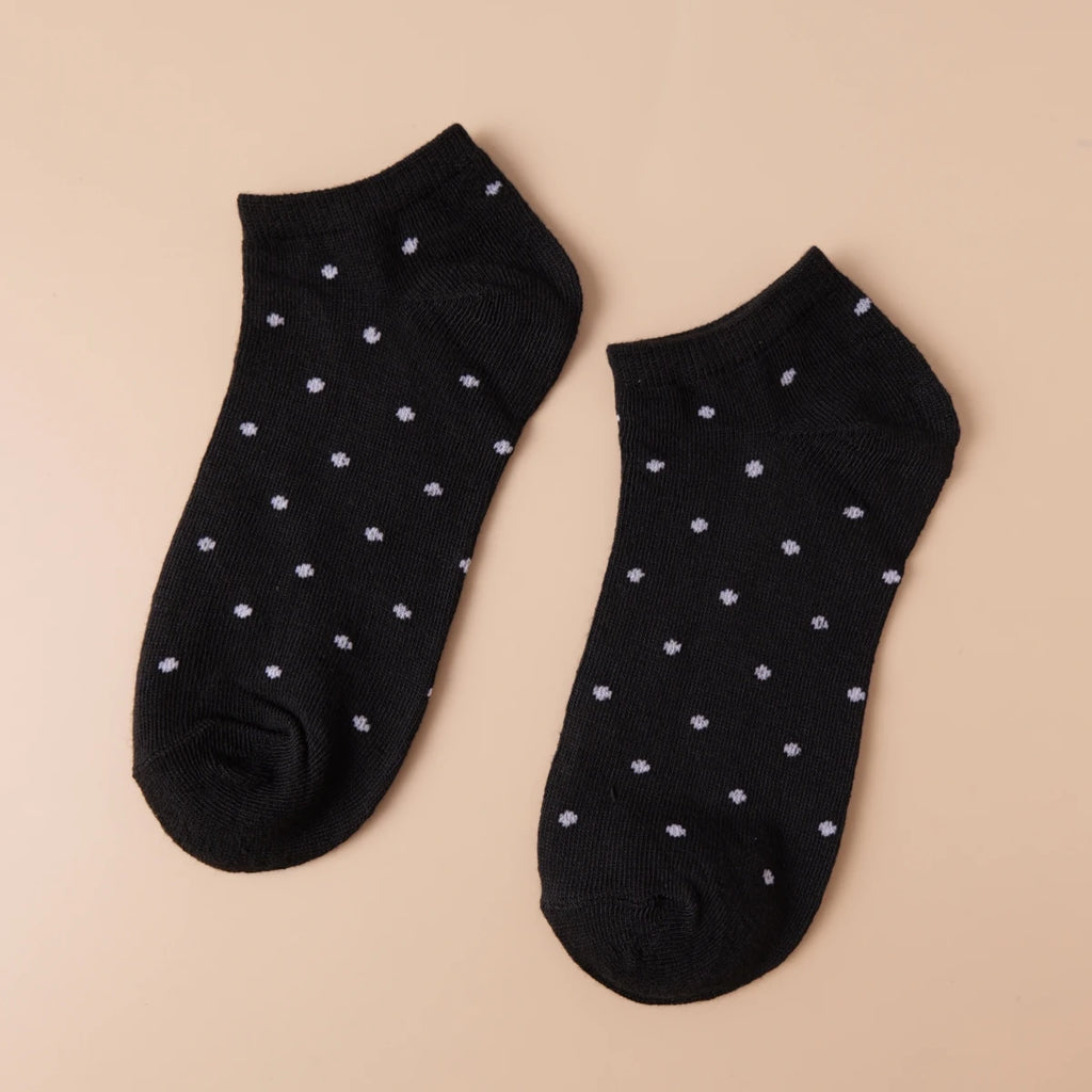 Polyester Elastane Knit Ankle Socks Dot Pattern