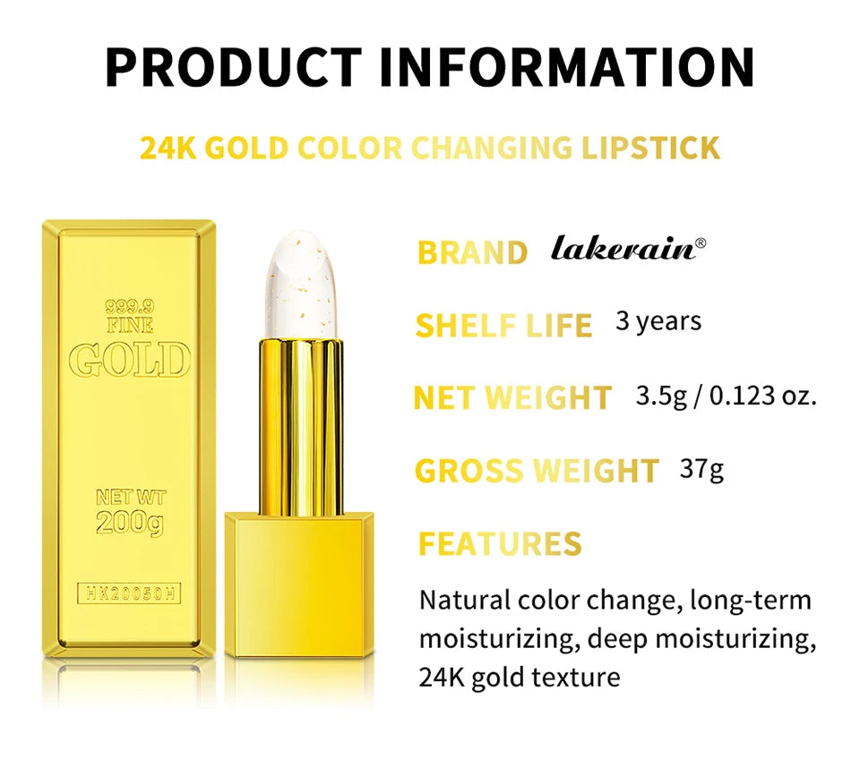Gold Flake Color Changing Lip Balm Moisturizing Lipstick - 18