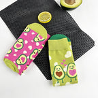 Cotton Blend Avocado Print Casual Mid Calf Socks