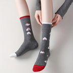 Cotton Blend Puppy Print Mid Calf Socks