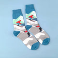 Polyester Elastane Blend Mid Calf Skiing Pattern Socks