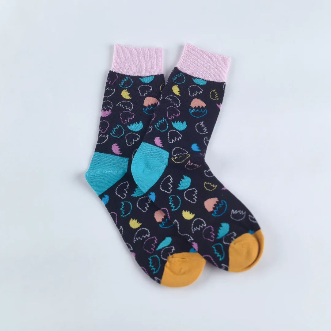 Easter Hatching Egg Patterned Knit Mid Calf Socks