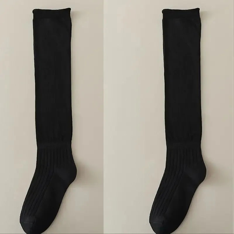 Ribbed Polyester Spandex Calf Socks
