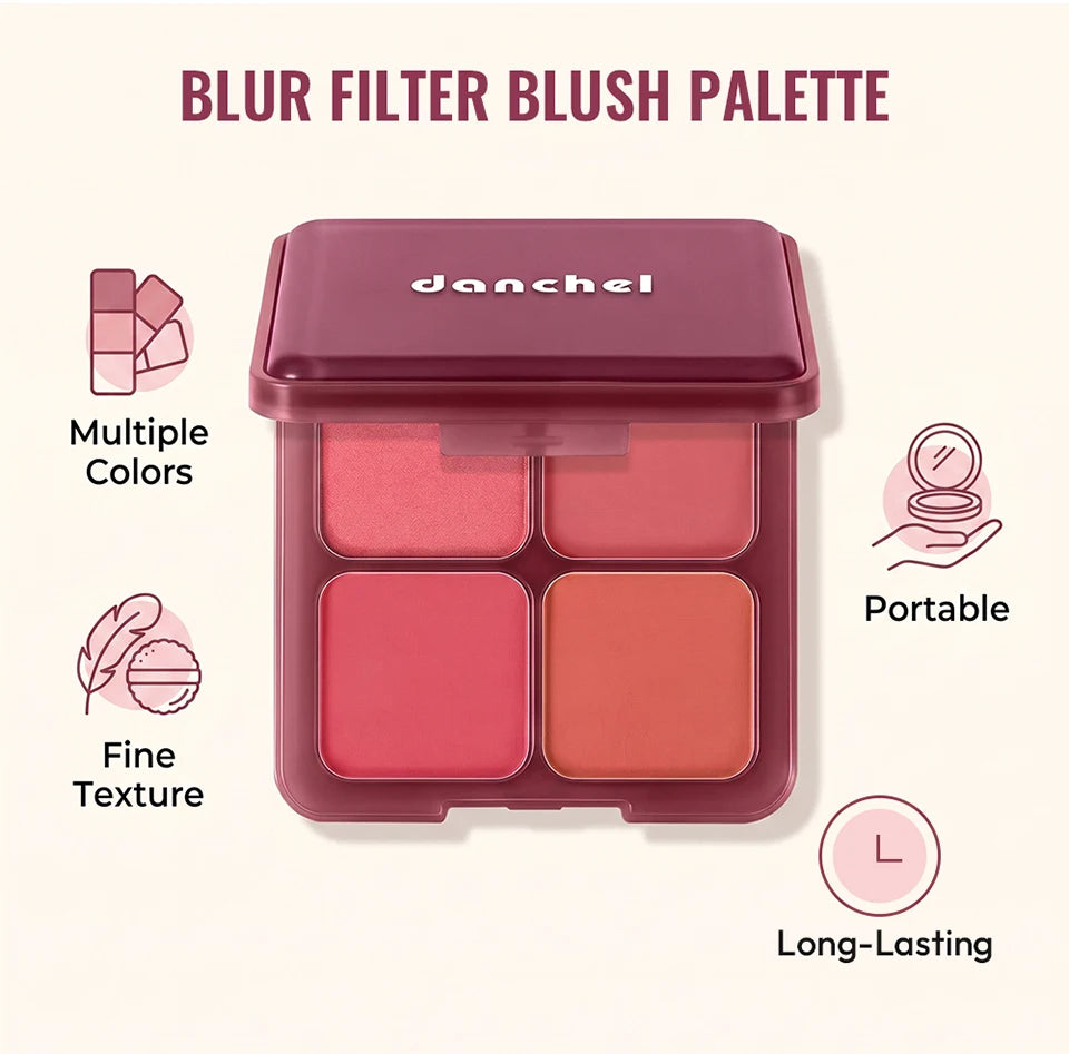 4 Shade Powder Blush Palette Matte and Shimmer Face Makeup - 9